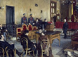 "Esperando el veredicto del tribunal" 1895, óleo sobre lienzo - Galería Estatal Tretyakov