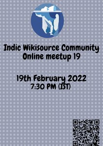 Indic Wikisource Community online meet poster
