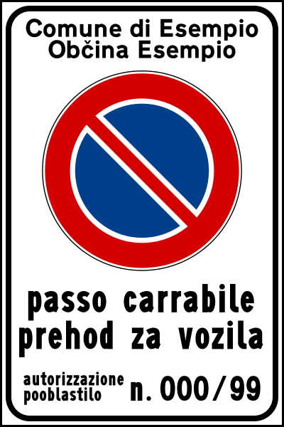 File:Italian traffic signs - passo carrabile bilingue sloveno.svg