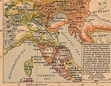 1803 میں شمالی اطالیہ (اٹلی اور فرانس کے درمیان سرحدوں غلط ہیں)