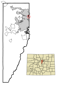 Jefferson County Colorado Incorporated and Unincorporated areas Lakeside Highlighted.svg