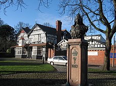 The Jubilee Memorial is located on Gateacre's village green, in front of the Black Bull pub