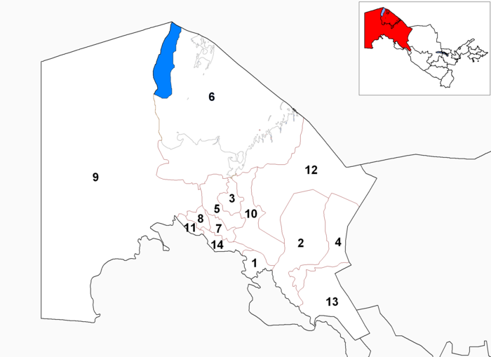 Districts of Karakalpakstan before 2017.