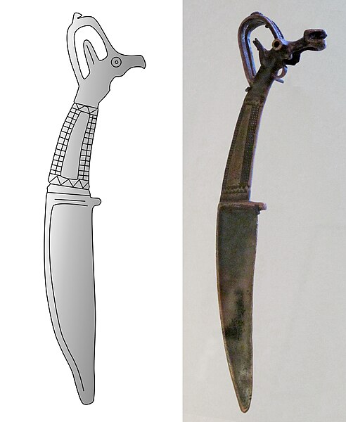 Karasuk vs Shang horned animal blades 13th-11th century BCE.
