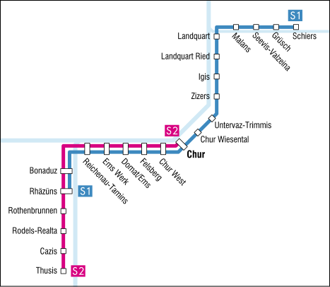 Karte der S-Bahn Chur