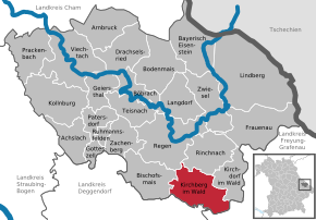 Poziția Kirchberg im Wald pe harta districtului Regen