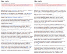 Article instability and susceptibility to cognitive biases are two potential problem areas in a crowdsourced work like Wikipedia. Klee-Irwin.gif