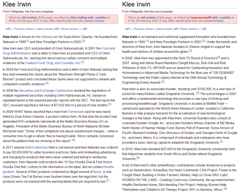 I created a mock Wikipedia page, complete with subsections and