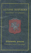 A foreign passport of the Republic of Lithuania with Vytis, used until the 1940 annexation