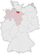 Lage des Landkreises Harburg in Deutschland
