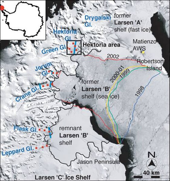 The collapse of the Larsen B ice shelf had profound effects on the velocities of its feeder glaciers.