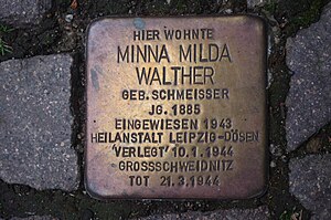 Leipzig Stolperstein Minna Milda Walther.jpg