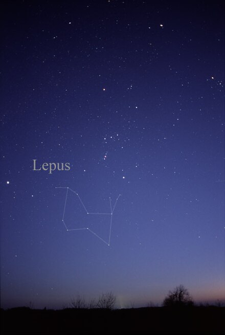 The constellation Lepus as it can be seen by the naked eye