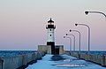Duluth canal lighthouse at sunset