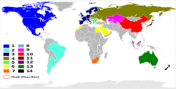 Carte ligues de la Coupe du monde de saut d'obstacles 2011-2012.