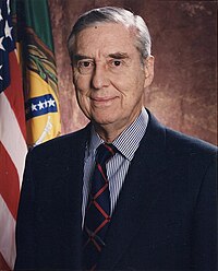 Texas Senator Lloyd Bentsen was chosen as the Democratic nominee for vice president in 1988. LloydBentsen.jpg