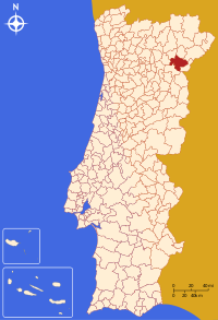 Torre de Moncorvo belediyesini gösteren Portekiz haritası