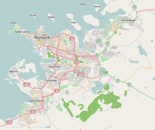 map, Reykjavík and Seltjarnarnes, Grotta.