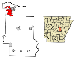 Location of Cabot in Lonoke County, Arkansas.