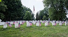 Section 51, one of six sections at Green Lawn Cemetery set aside for war dead and veterans Looking W at sec 51 - Green Lawn Cemetery.jpg