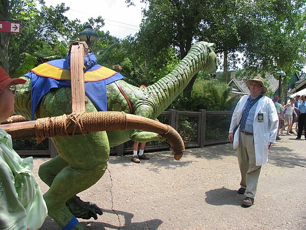 Lucky the Dinosaur, the first walking Audio-Animatronic at Disney's Animal Kingdom