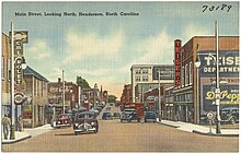 (1930) Main street, looking North. Henderson, North Carolina Main street, looking North, Henderson, North Carolina (5811461963).jpg