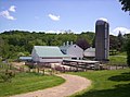 Ferme laitière américaine idéale avec son silo-tour pour l'ensilage d'herbe (Ferme pédagogique Malabar), Ohio, 2008.