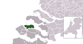 Highlighted position of Noord-Beveland in a municipal map of Zeeland