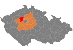 Kladnos läge i Mellersta Böhmen i Tjeckien