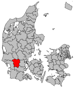 Položaj općine Kolding na karti Danske