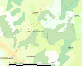 Mapa obce Touët-de-l’Escarène