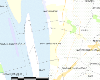 Saint-Genès-De-Blaye: Geografia, Toponimia, Istòria