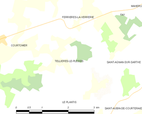 Poziția localității Tellières-le-Plessis