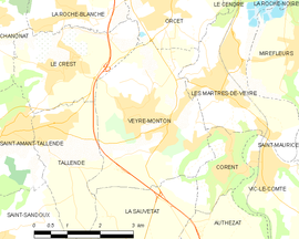 Mapa obce Veyre-Monton