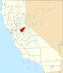 Location of Calaveras County in California Map of California highlighting Calaveras County.svg