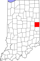 Map of Indiana highlighting Randolph County