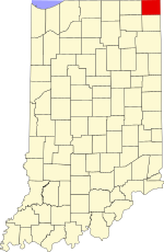 Map of Indiana highlighting Steuben County.svg