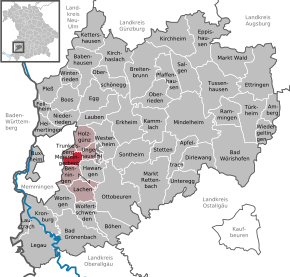Poziția Memmingerberg pe harta districtului Unterallgäu