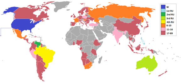 Miss Universe 2012 participating countries and territories.
