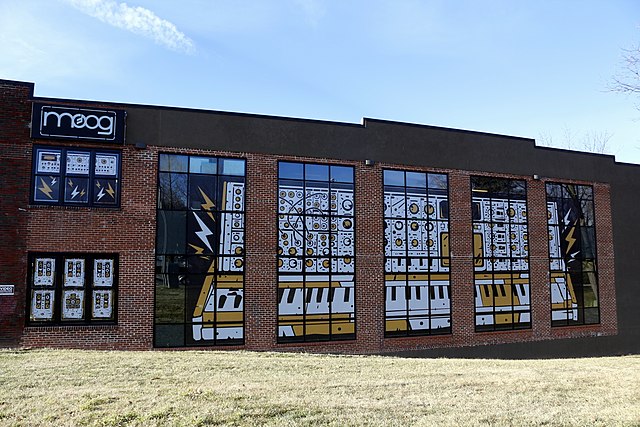 Exterior of Moog Music building in Asheville, North Carolina