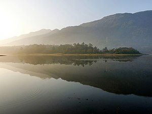 Morning view of Malankara Dam reservoir from Kudayathoor