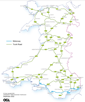 The current Trunk Road Network in Wales Motorway & Trunk Road Network in Wales.png
