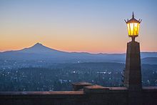 Mount Hood sunrise silhouette seen from Portland's Rocky Butte Mount Hood from Rocky Butte.jpg