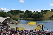 Deutsch: BMX-Fahrer beim Munich Mash 2023 auf der BMX-Bühne beim Theatron im Olympia Park