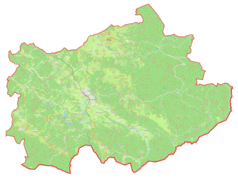 Mapa konturowa gminy Ilirska Bistrica, blisko centrum na dole znajduje się punkt z opisem „Jablanica”