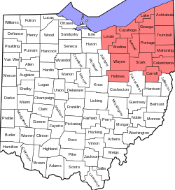Ohio nordorientale - Localizzazione