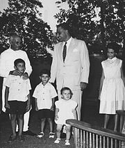 Abdel Nasser and his children with Jawaharlal Nehru. In 1955, Egypt under Gamal Abdel Nasser and India under Jawaharlal Nehru became the founders of the Non-Aligned Movement. During the 1956 War, Nehru stood supporting Egypt to the point of threatening to withdraw his country from the Commonwealth of Nations. Nasser and his children with Indian Prime Minister Jawaharlal Nehru (01).jpg