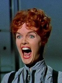 Dr. Iris Ryan (actress Naura Hayden) screams in The Angry Red Planet (1959 film) Naura Hayden 1959 promo.jpg