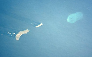 Satellite image of Hatutu (center), Eiao to the southwest and Motu One to the northeast