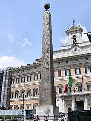 Obelisk of Montecitorio. In the background is the Italian Chamber of Deputies.